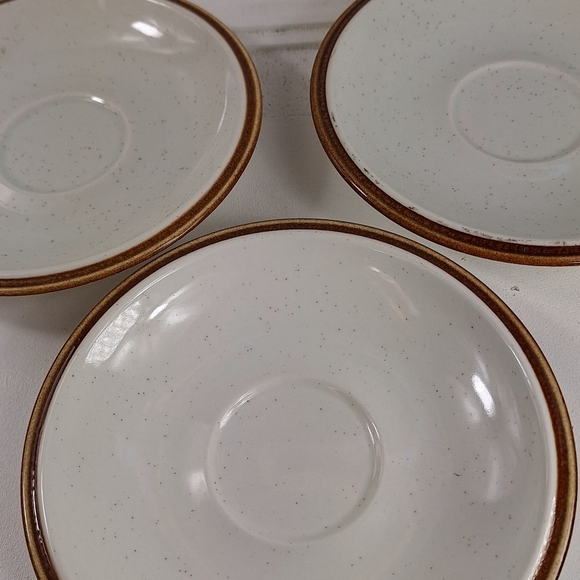Mikasa Natural Beauty Vintage Ceramic Saucer with Brown Rim C9000 Set Of 3 Japan - Picture 3 of 8